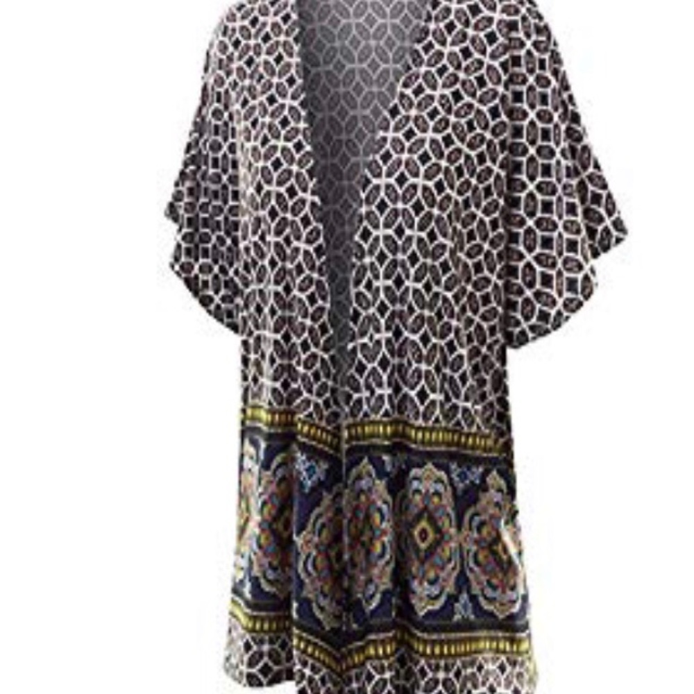 Navy print kimono style cardigan